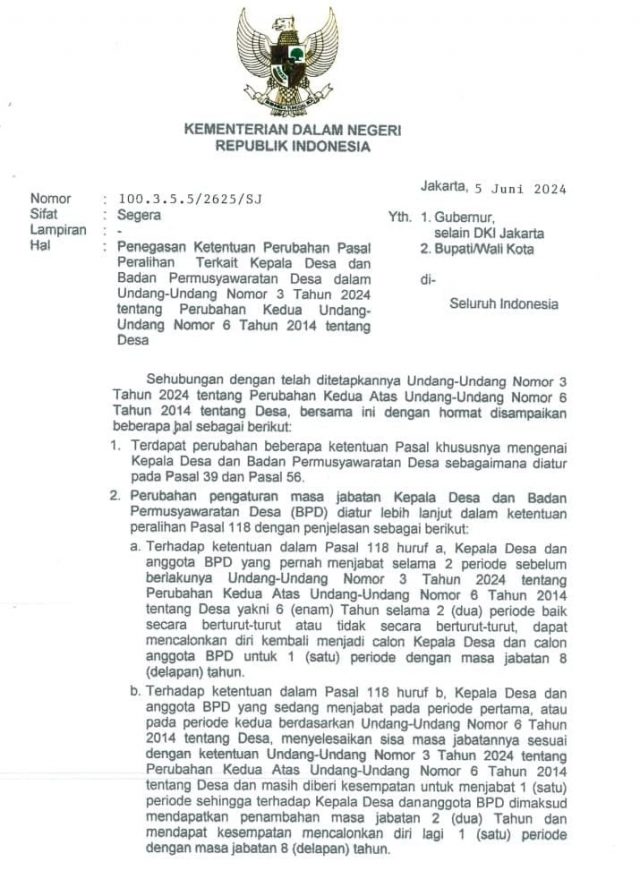 Surat edaran Mendagri Surat edaran Mendagri